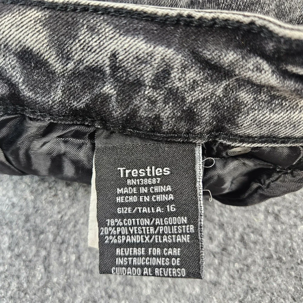 Trestles Supply Co Acid Wash Distressed Bandana Patch Jeans Grey Size 16